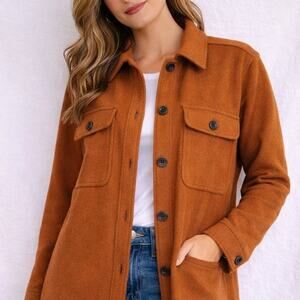 Free Assembly Wool Blend Shirt Jacket - Rust Brown - Size Large